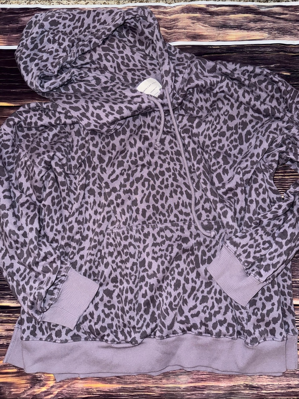 American Eagle Purple Leopard Print Hoodie